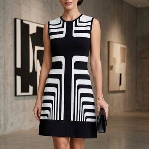 RVN Black and White Graphic Mini Dress